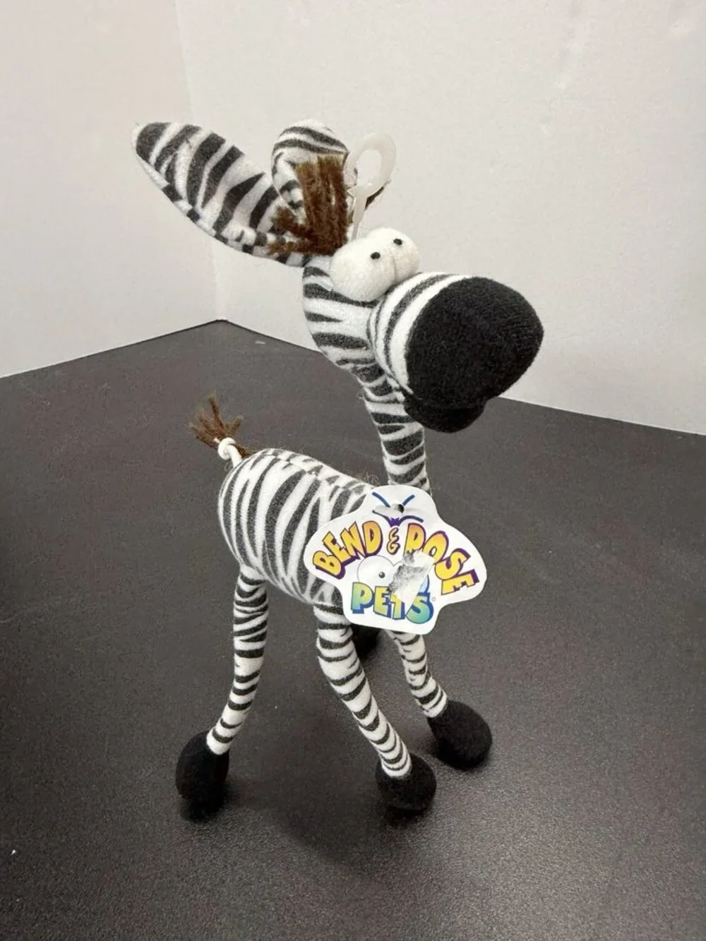 1996 Toy Concepts Zebra Bend & Pose Pets Poseable Bendable Plush 10